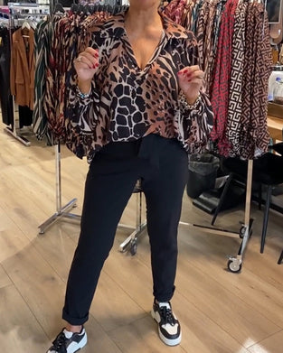 Losse top met luipaardprint