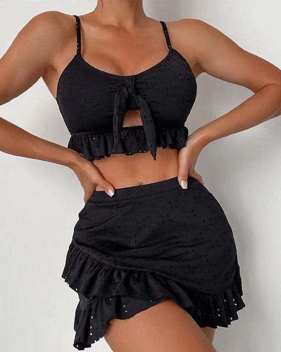 Dreiteiliges Bikini-Set mit Kleid