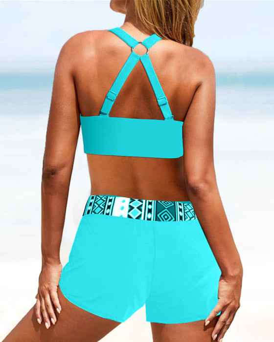 Bikinis mit hoher Taille und geometrischem Muster