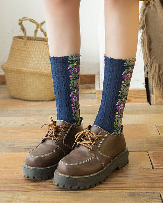 Socken mit Vintage-Blumenstickerei (5 Paar)