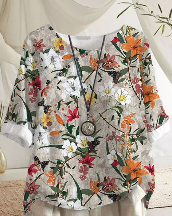 Blumen-t-shirt mit halben ärmeln