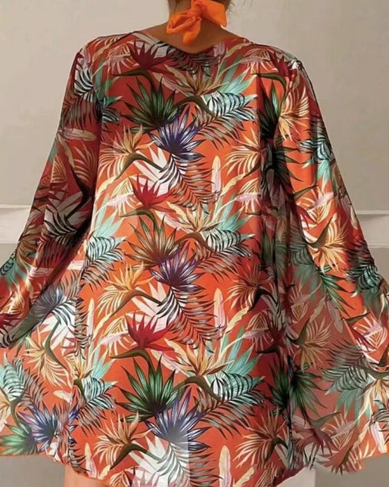 Sexy bedrucktes Bikini-Set mit Überwurf