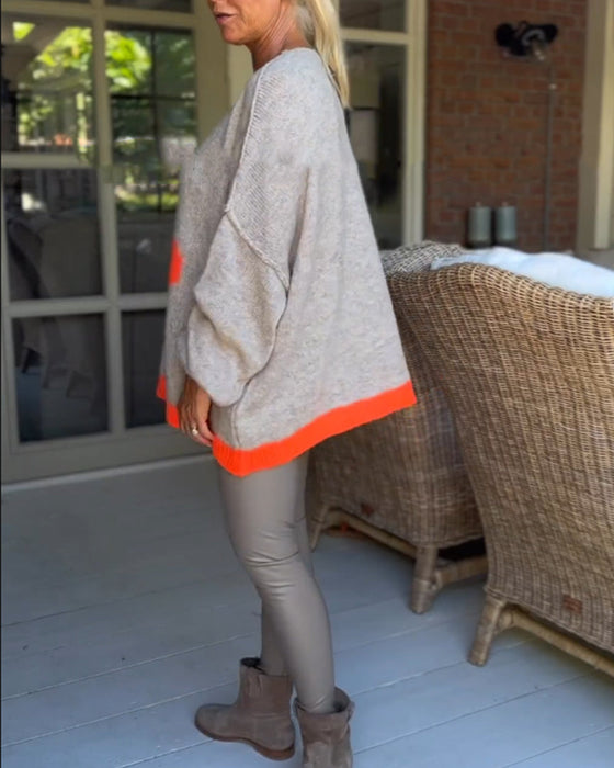 Pullover mit V-Ausschnitt und Blumenmuster