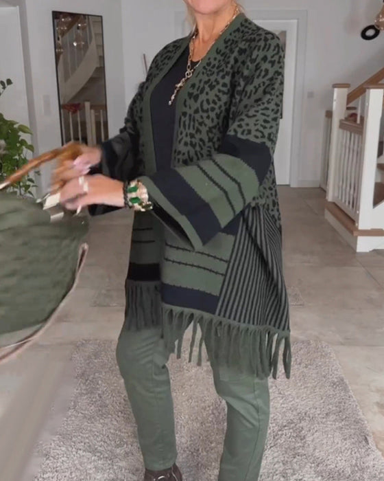 Langarm-Cardigan mit Leopardenmuster