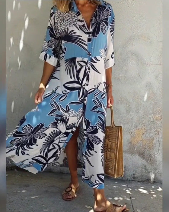 Lässiges Hemdkleid mit Blumendruck