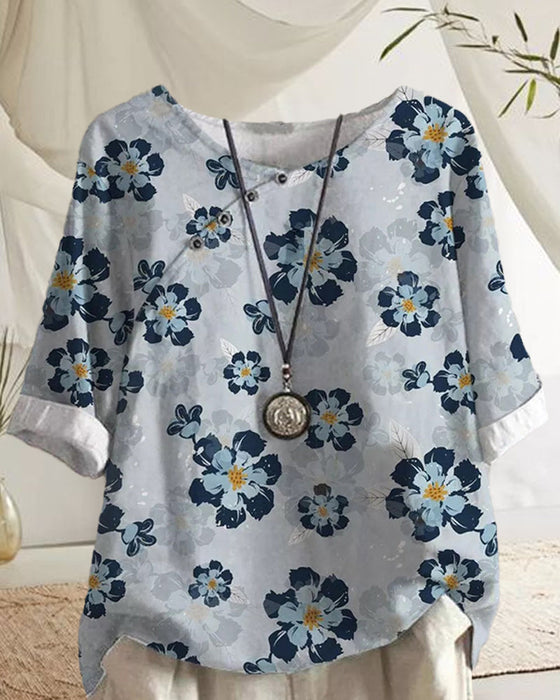 Blumen-t-shirt mit halben ärmeln