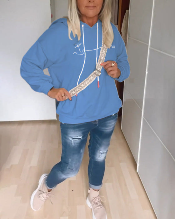 Lockere Kapuzenpullover mit Anker-Print