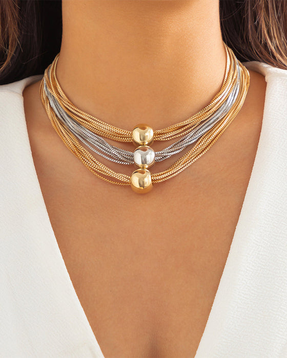 Geschichtetes stapelbares geometrisches Kugel-Halskettenarmband