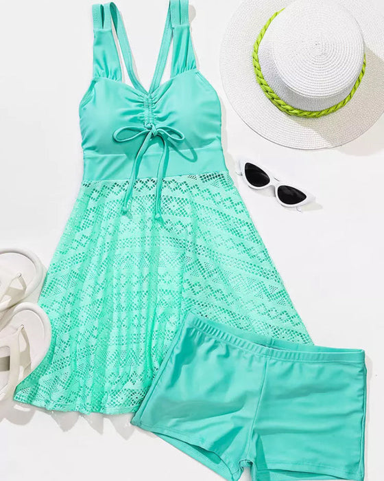 Einfarbiger Tankini aus Spitze