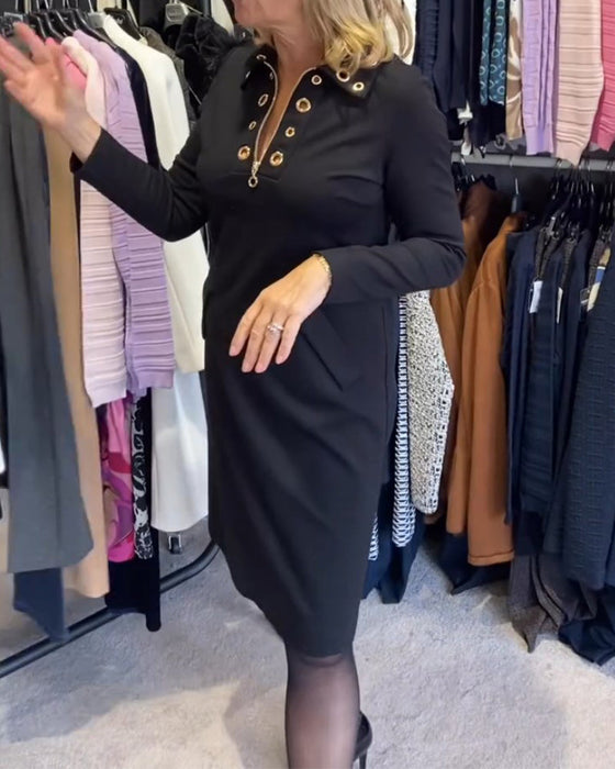 Kleid mit Reißverschluss und Revers