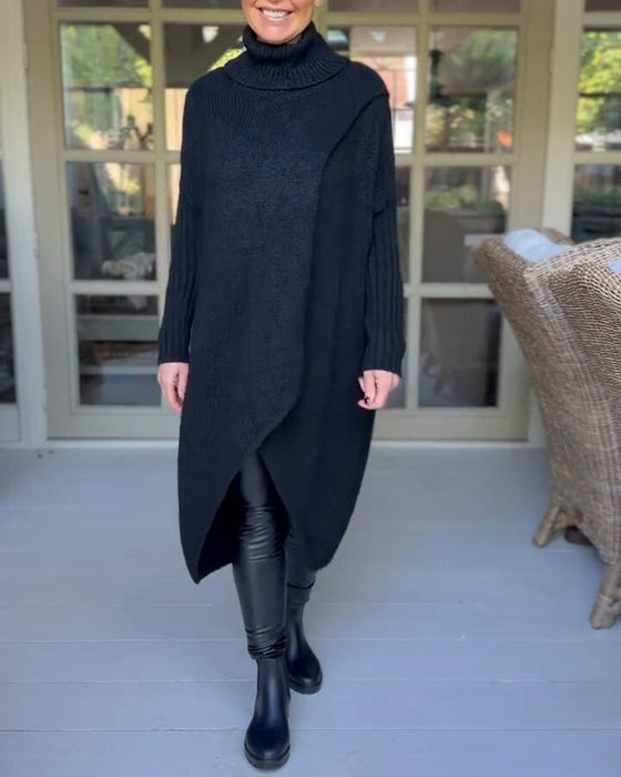 Pullover mit hohem Hals und lang