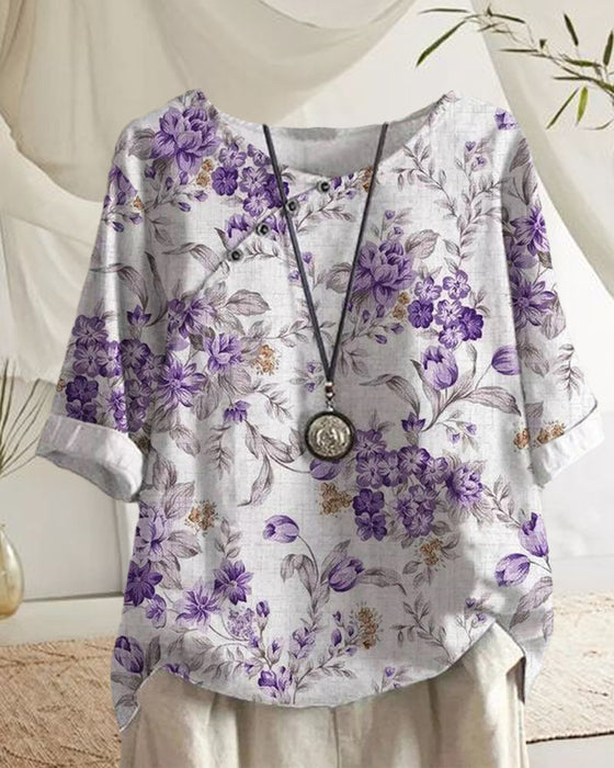 Blumen-t-shirt mit halben ärmeln