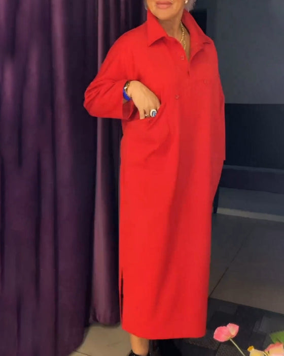 Kleid mit legerer Passform und Hemdkragen