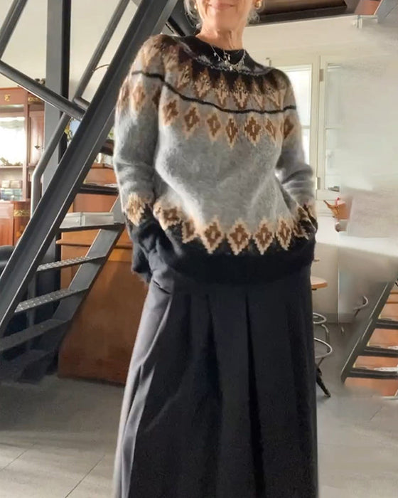 Pullover mit kontrastierendem geometrischem Muster