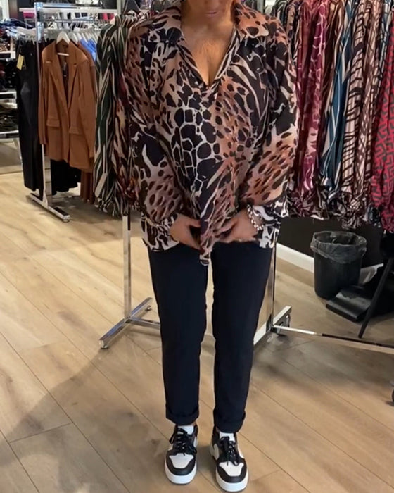 Losse top met luipaardprint