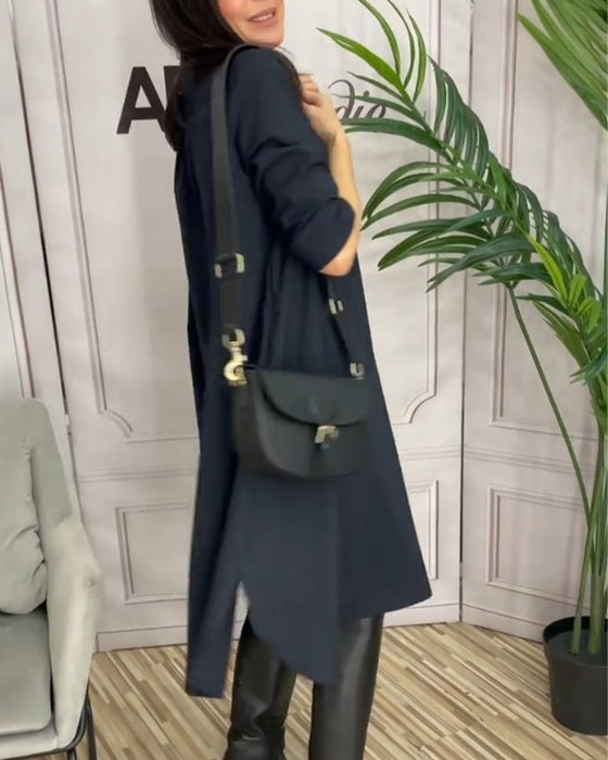 Einfarbiges Freizeitkleid mit Revers