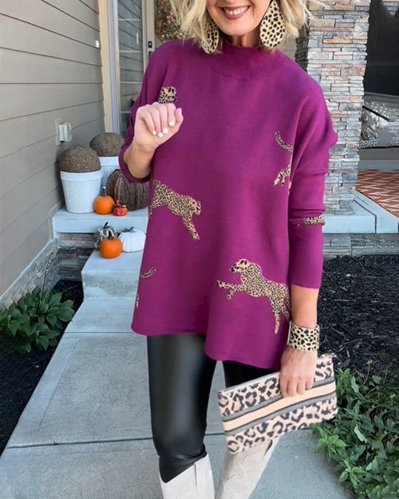 Lockerer Pullover mit Gepardenmuster
