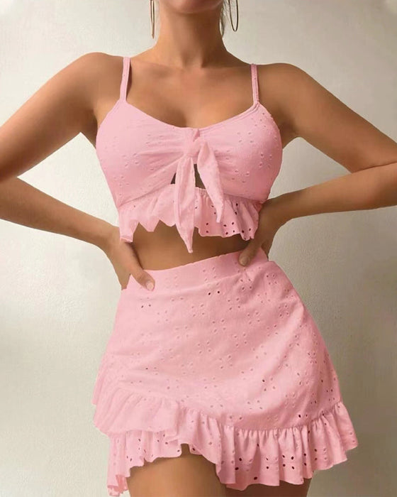 Dreiteiliges Bikini-Set mit Kleid