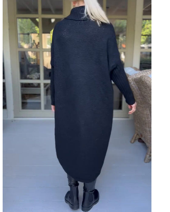 Pullover mit hohem Hals und lang