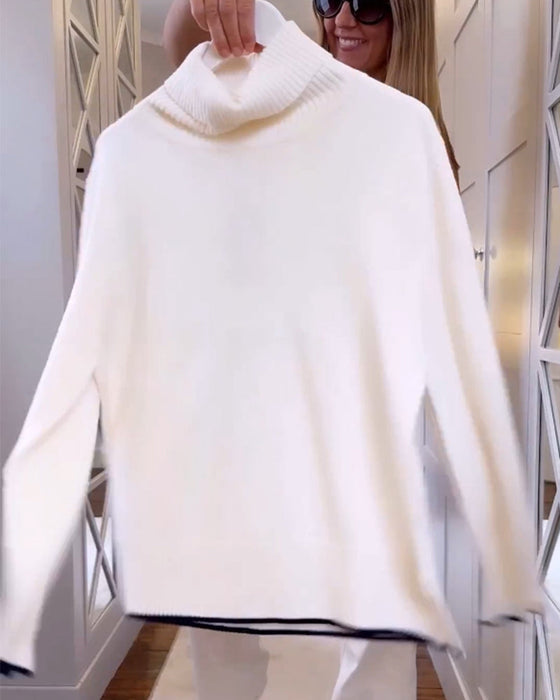 Pullover mit hohem Hals und langer Ärmel