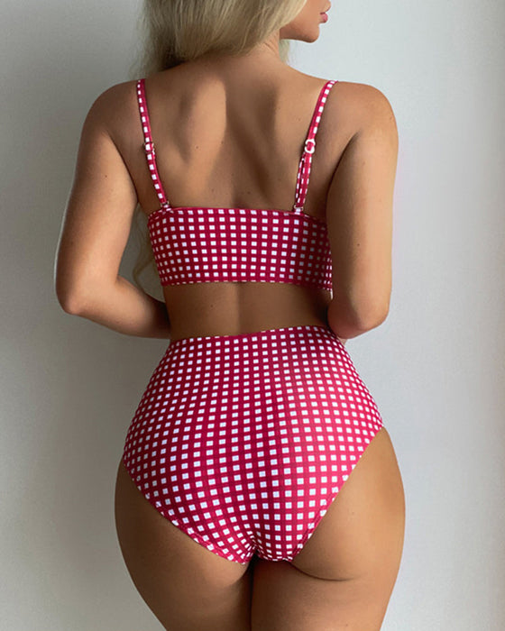 Plaidbikini mit dünnen Gurten